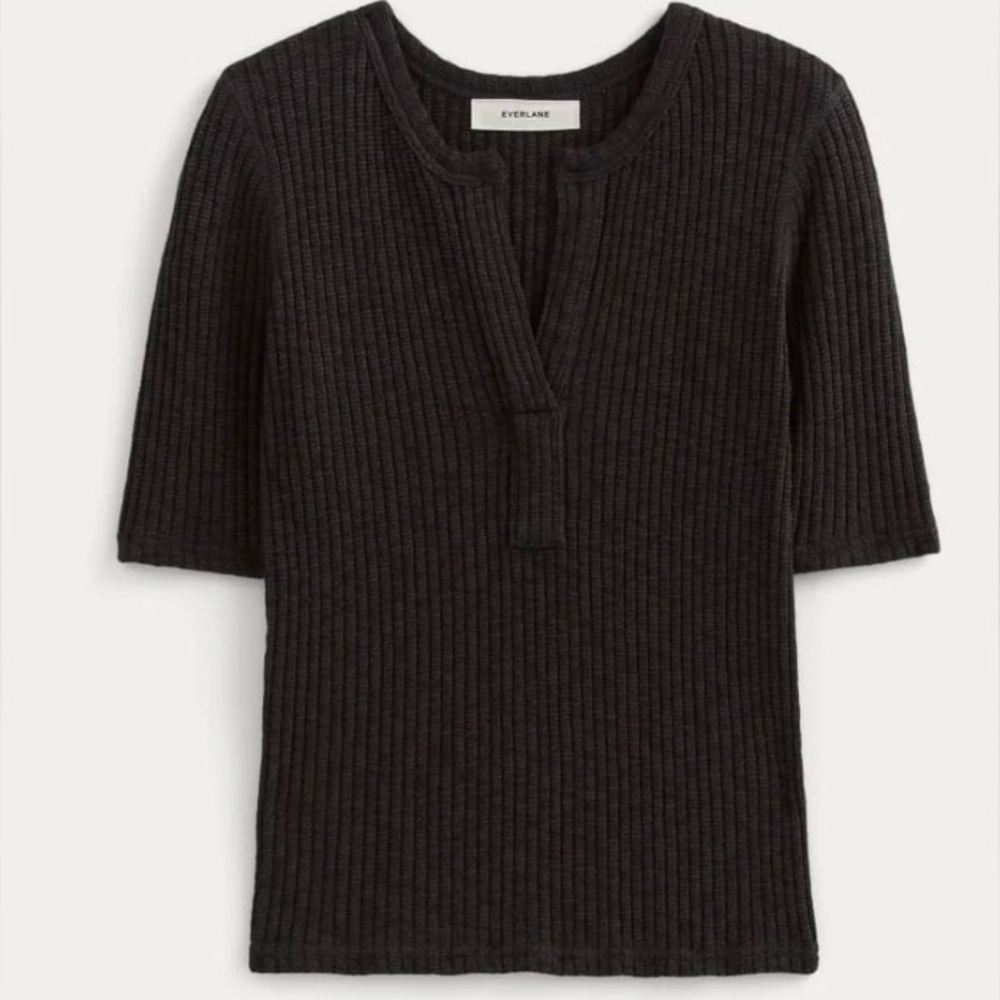Everlane Rib Knit Short Sleeve Henley